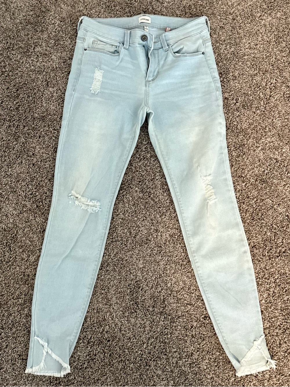 Sneak Peek Light Blue Distressed Skinny Jeans
